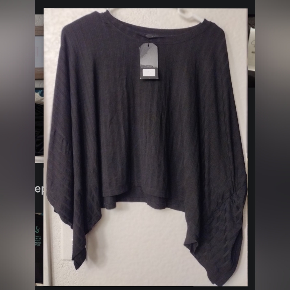 "Buckle" Black Poncho Top